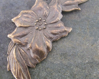 Piezas de Metal sellado joyería resultados Antiqued latón 255-6 Poinsettia