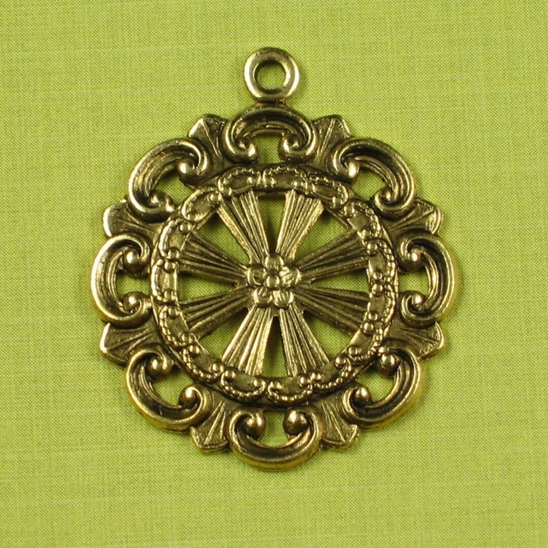 6 Gold Brass Filigree Pendent Drop Jewelry Findings 342 Etsy