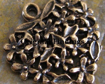 6 Antique Gold Pewter Heart Charms Pendents Jewelry Findings 18