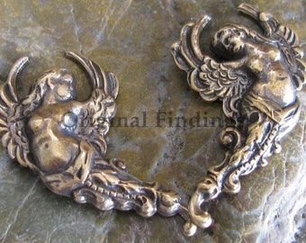 4 (2 sets) Brass ox Nouveau Women Metal Stamping Jewelry Findings 340