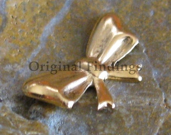 6 Antique Gold Small Bow Metal Stamping Jewelry Findings 287