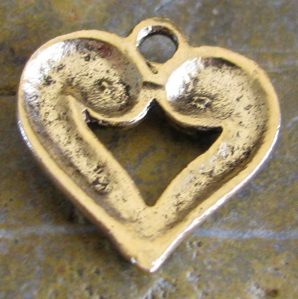 6 Antique Gold Pewter Heart Charms Pendents Jewelry Findings Etsy