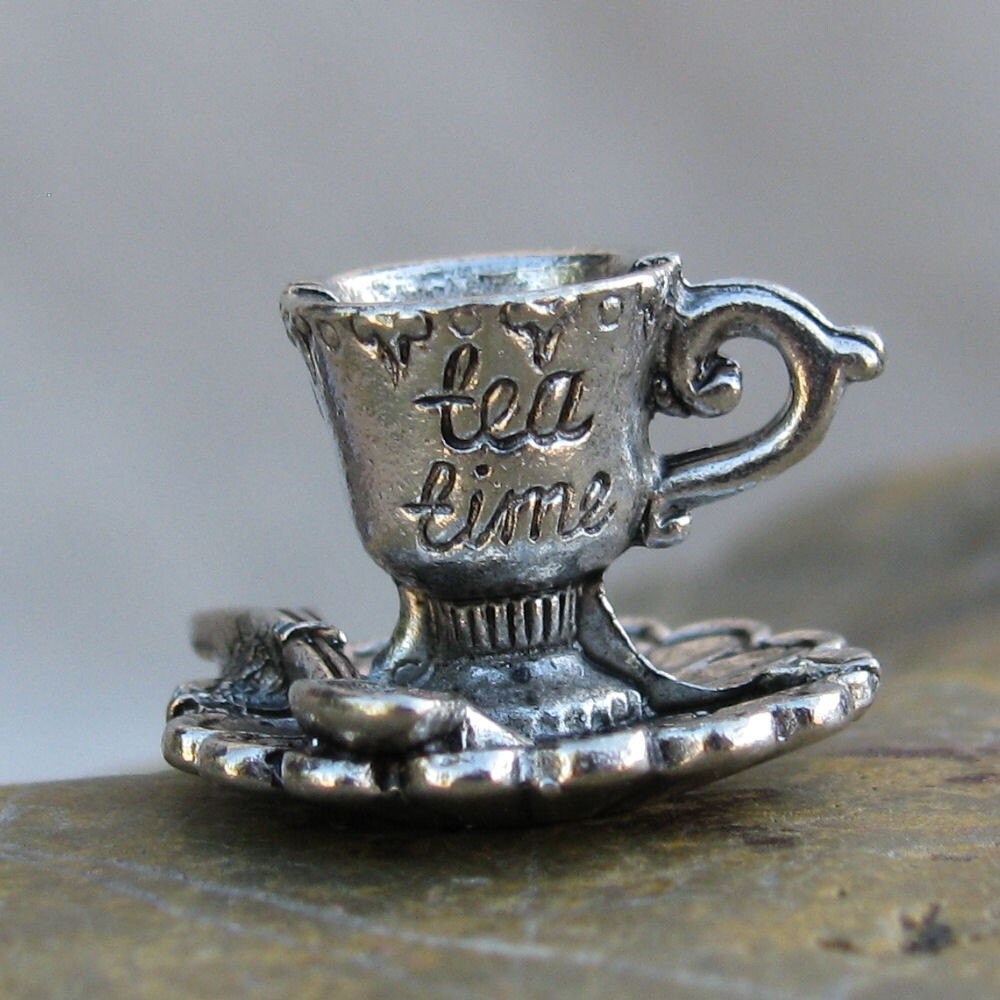6 Antique Silver 3D Tea Cup Charm Jewelry Finding 1107 Etsy