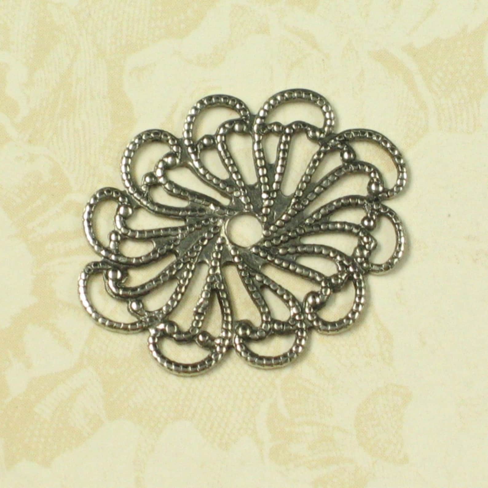 Oval Filigree Jewelry Findings Antique Silver 380 6 Pcs Etsy