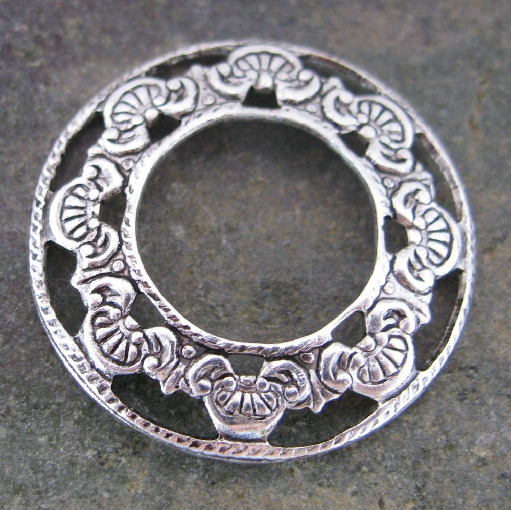 Antique Silver Brass Decorative Filigree Layering piece 1436 - 6 Pieces