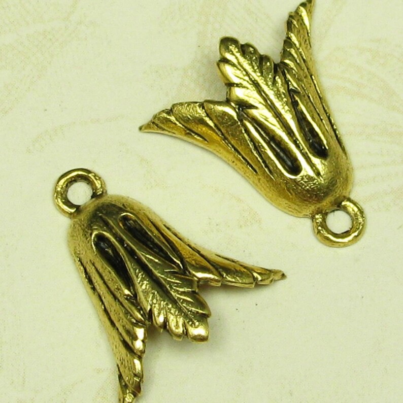 12 Antique Gold Leaf Charms Drops Jewelry Findings 669 image 1