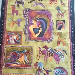 Laurel Burch Mythical Horses Panel, Rare, OOP, Horse lovers, 42&quot;x23&quot; panel