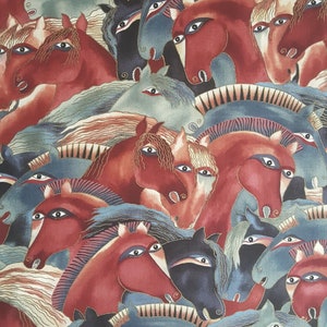 Laurel Burch Dancing Horses fabric, Horse lovers, OOP, Rare, Equestrian, BTHY(sold by the half yard)