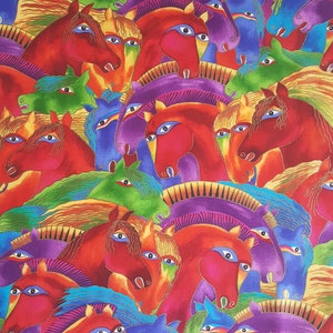 Laurel Burch Dancing Horses Fabric, Horse fabric, Clothworks, Rare, OOP