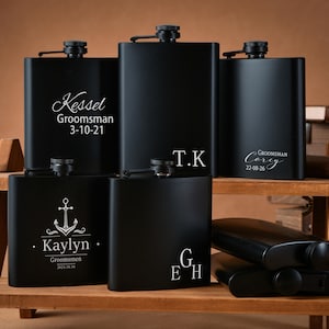 Personalized Engraved Stainless Steel Hip Flask - Customized Hip Flask for Father - Ideal Gift for Groomsmen, Birthdays and Weddings
