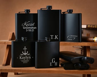 Personalized Engraved Stainless Steel Hip Flask - Customized Hip Flask for Father - Ideal Gift for Groomsmen, Birthdays and Weddings