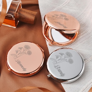 Specchio da trucco tascabile personalizzato: un elegante regalo di nozze o un ricordo per la damigella d'onore o per l'addio al nubilato!