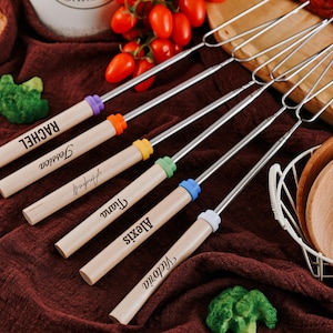 Personalized telescopic grilled fork,Customize barbecue rod,sculpting bonfire fork gift,camping accessories,outdoor cook camping enthusiast