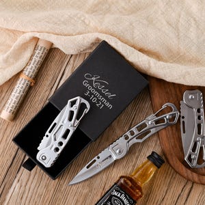 Conjunto de canivetes de bolso personalizados com gravação - Ferramenta de metal em aço inoxidável - Presente ideal para o Dia dos Pais