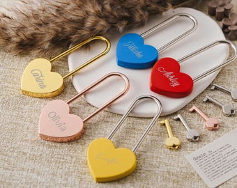 Custom Engraved Heart Lock Padlock - Personalized Wedding Love Padlock - Unique Anniversary Keepsake