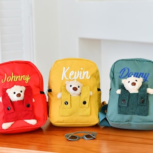 Personalised Custom Name Children&#39;s Backpack with Teddy Bear Design, Embroidered School Bag for Toddlers,Birthday gift,Unique Gift for Kids