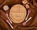 Personalized Name-Engraved Children’s Tableware Set with Tray - Sustainable Kids Dinnerware