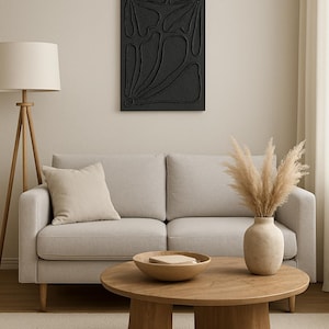 Modern Black Textured Wall Art – Abstract 3D Minimalist Canvas