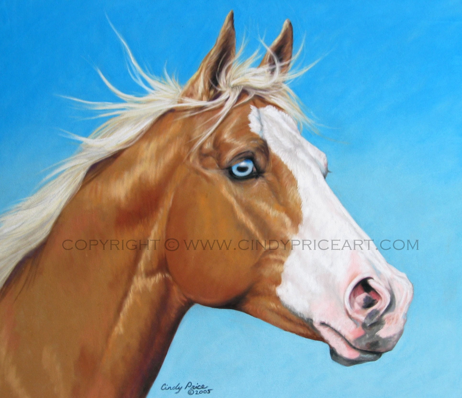 Palomino Quarter Horse Print of Original Painting Drawing Equine Art BLUE  EYE - Etsy