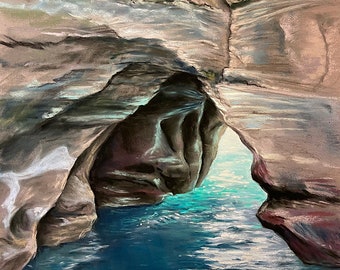 Pictured Rocks National Lakeshore Original Art pastel painting drawing