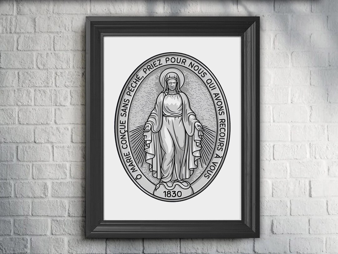Miraculous Medal of Our Lady of Grace V2 Print Art Home Wall Decor ...