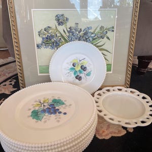 Westmoreland Perlenrand Milchglas Teller Set