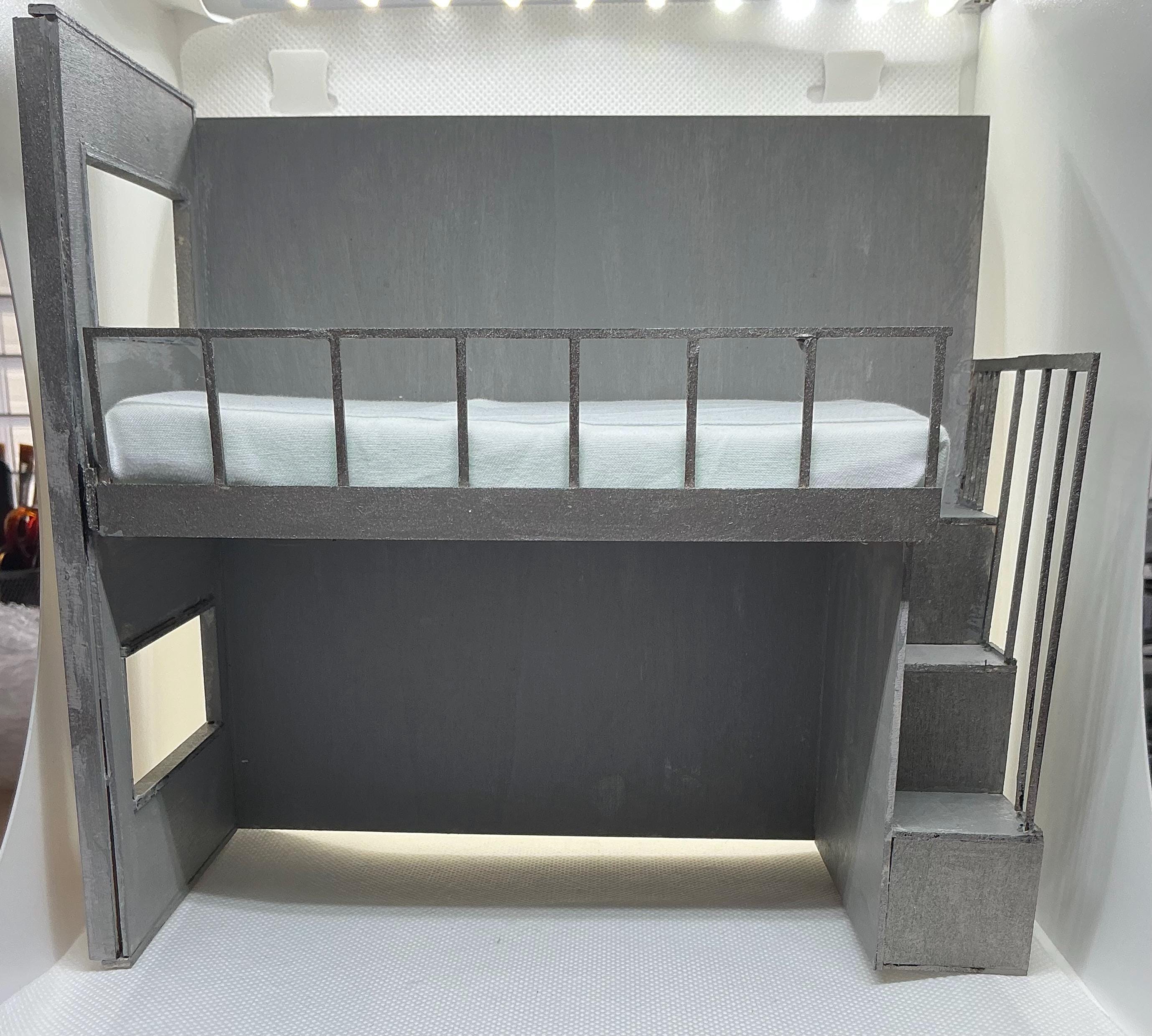 Zerodis 1:12 Lit Superposé Pour Poupées Mobilier En Bois Pour Maison De Poupée Miniature Meubles Mini Poupée Décoration Salon Jeu D'Imitation En Bois Jouet Educatif Pour Cadeau Enfants