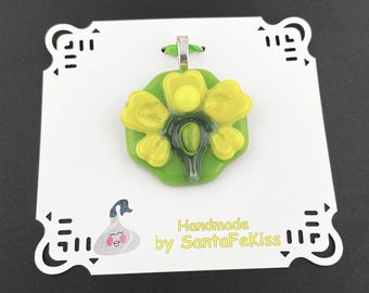 Fused Glass Flower Pendant, a special gift for her