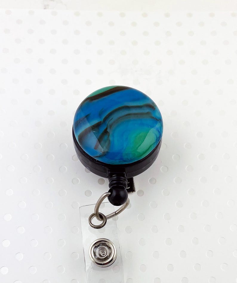 Fused Glass Badge Reel image 1