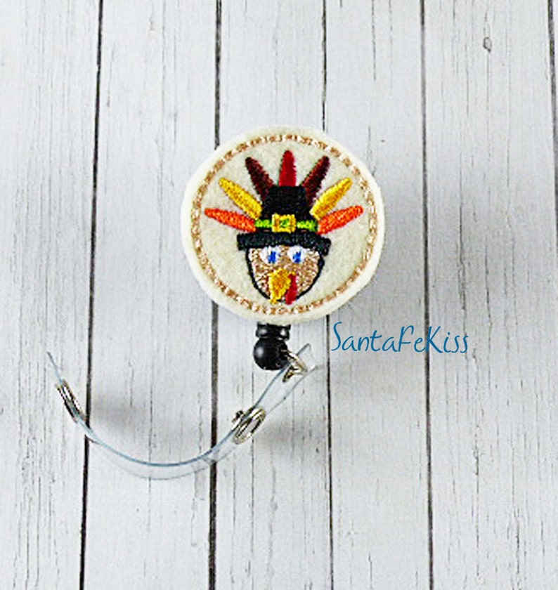 Thanksgiving Turkey Badge Holder with Retractable Badge Reel  image 0