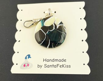 Fused Glass Zipper Pull / Bag Charm, a special gift for Mother's Day