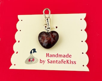 Fused Glass Heart Zipper Pull, a special gift for Mother's Day