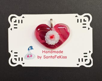 Fused Glass Heart Pendant, A special gift for Mother's Day