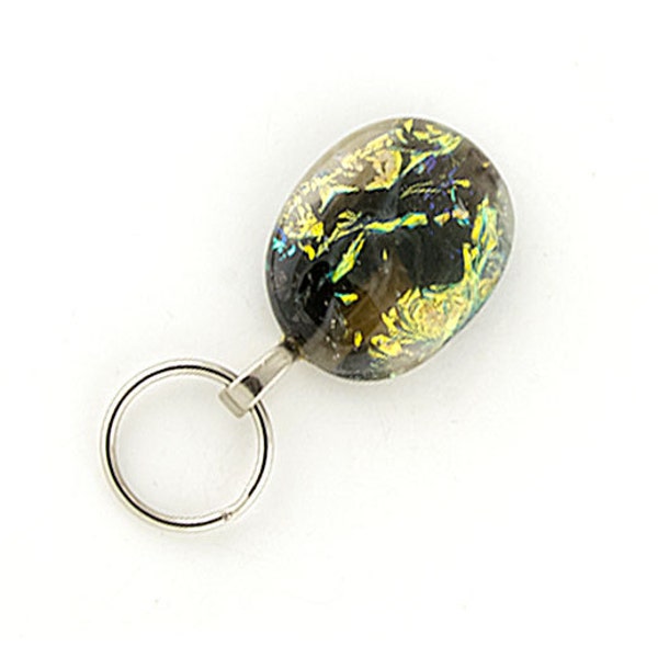 Decorative ID Badge Holder, Magnetic Eyeglass Holder, dichroic glass