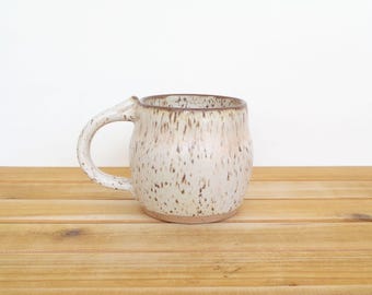 Pottery Mug, Stoneware Coffee Cup in Satin Oatmeal Glaze, Rustic Ceramic Kitchen Mug