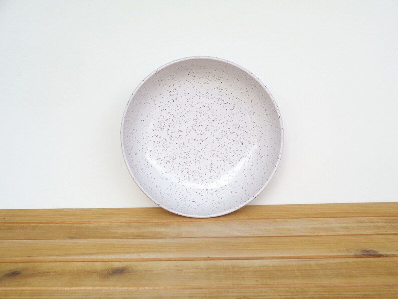 Single Pasta Bowl in Glossy White Glaze, Speckled, Ceramic Dinner Salad Bowl image 3