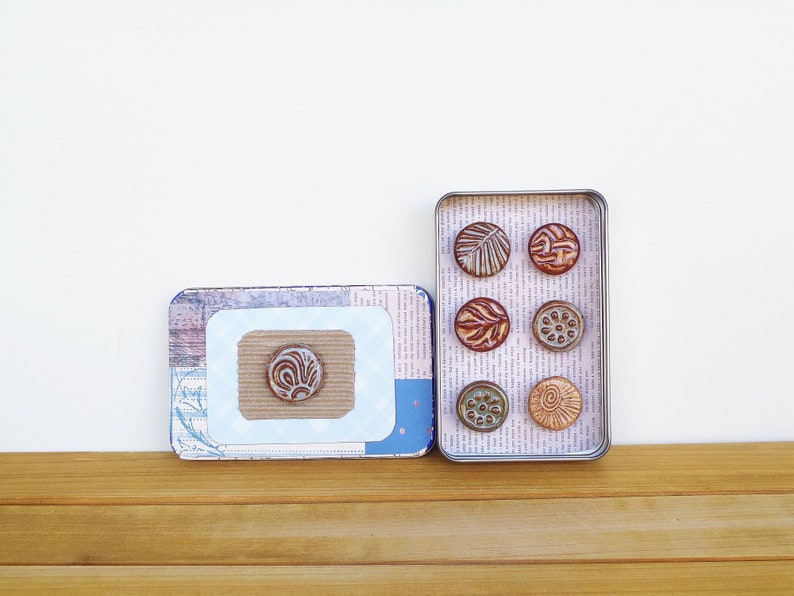 Rustic Clay Fridge Magnet Set of 6, Ceramic Magnet Set, Office Decor, home office supply image 2