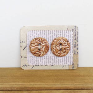 Round Textured Stoneware Buttons in Speckled Tan Glaze Set of 2 image 2