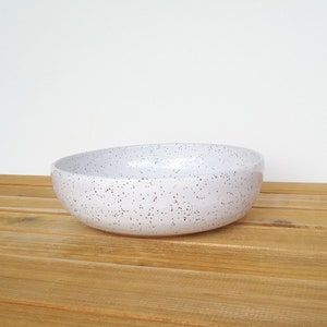 Single Pasta Bowl in Glossy White Glaze, Speckled, Ceramic Dinner Salad Bowl image 4