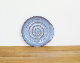 Spoon Rest Stoneware Ceramic in Castille Blue Glaze, Kitchen Pottery, Rustic Ceramic, Light Blue Glossy Glaze