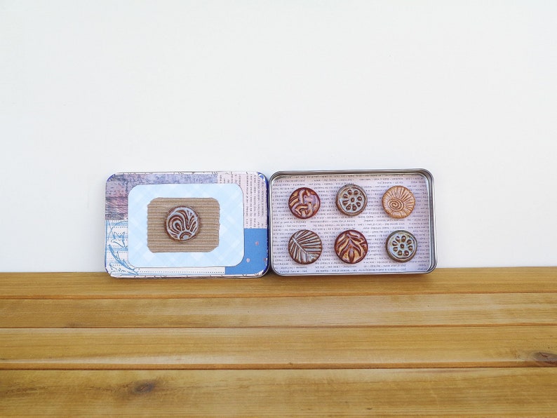 Rustic Clay Fridge Magnet Set of 6, Ceramic Magnet Set, Office Decor, home office supply image 5