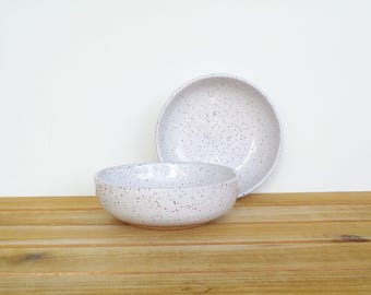 Pottery Prep Bowls, Stoneware Ceramic Prep Bowls in Glossy White Glaze, Rustic Kitchen Bowls - Set of 2