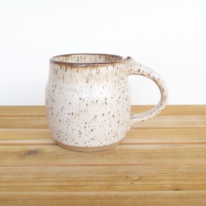 Pottery Mug, Stoneware Coffee Cup in Satin Oatmeal Glaze, Rustic Ceramic Kitchen Mug