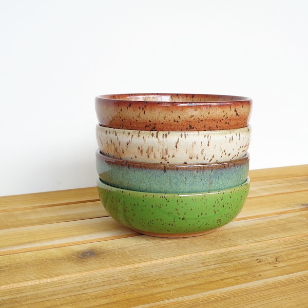 Prep Bowls, Stoneware Ceramic, Pottery Snack Bowls, Instant Collection in Four Glazes - Set of 4