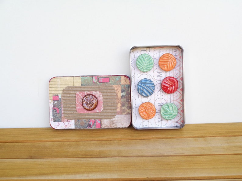 Rustic Ceramic Fridge Magnet Set of 6, Ceramic Magnet Set, Office Decor, home office supply image 4