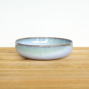 Single Ceramic Stoneware Pasta Bowl in Castille and Sea Mist Glazes, Rustic Kitchen Pottery Dish