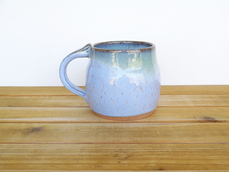 Coffee Mug, Ceramic Stoneware in Castille Blue and Sea Mist Glazes Single Pottery Cup, Rustic Kitchen image 4