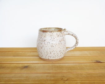 Pottery Mug, Stoneware Coffee Cup in Satin Oatmeal Glaze, Rustic Ceramic Kitchen Mug