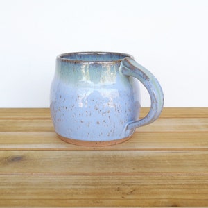 Coffee Mug, Ceramic Stoneware in Castille Blue and Sea Mist Glazes Single Pottery Cup, Rustic Kitchen image 2