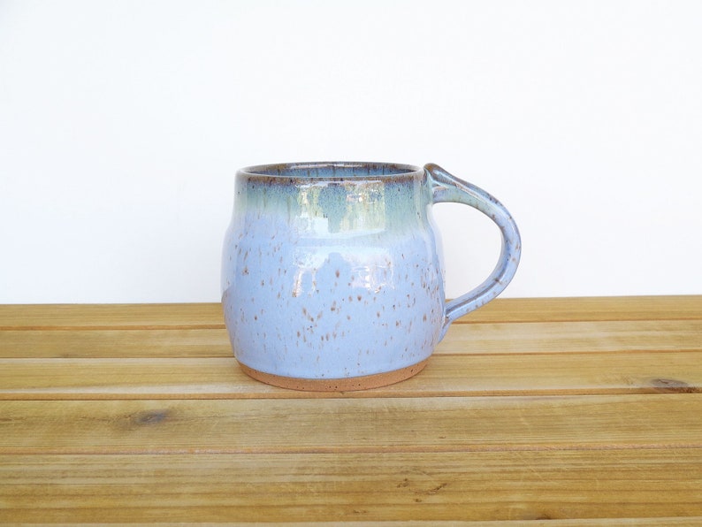 Coffee Mug, Ceramic Stoneware in Castille Blue and Sea Mist Glazes Single Pottery Cup, Rustic Kitchen image 1